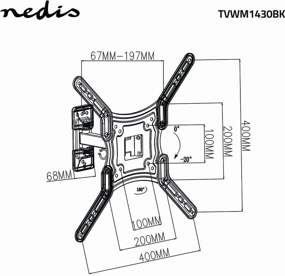 Nedis TVWM1430BK laikiklis televizoriams 139,7 cm (55'') Juodas