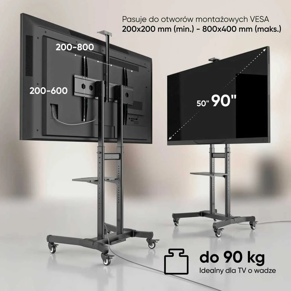 Laikiklis TV SET ACC MOBILE STAND/50-90"/Juodas TS1891-B ONKRON