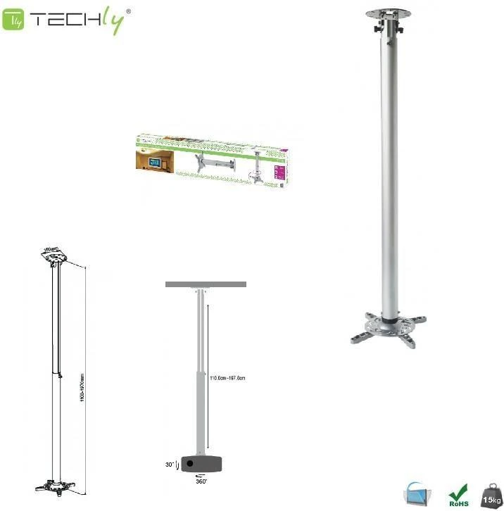 TECHLY 301597 Techly Universal projector lubinis laikiklis mount 110-197 cm 15 kg sidabrinis
