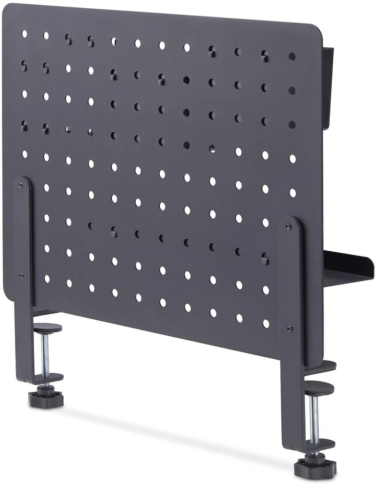 Ausinės StarTech tvirtinama perforuota lenta su priedais, 16,5 x 12,5 col. (42 x 32 cm), plieninė perforuota lenta, stalo daiktų laikymo organizatorius, tvirtinama prie stalo, juoda - tvirtinimo komponentas - spaustukas - plienas - juodas - tvirtinamas prie stalo