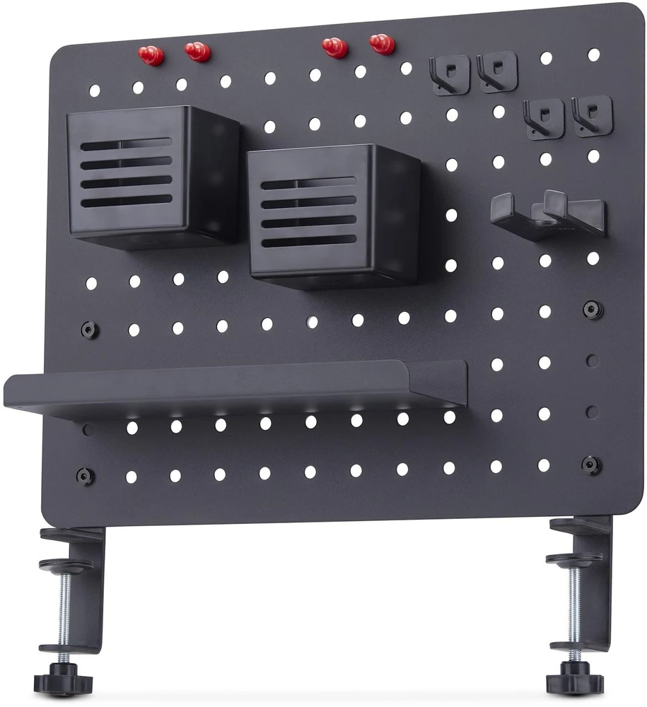 Ausinės StarTech tvirtinama perforuota lenta su priedais, 16,5 x 12,5 col. (42 x 32 cm), plieninė perforuota lenta, stalo daiktų laikymo organizatorius, tvirtinama prie stalo, juoda - tvirtinimo komponentas - spaustukas - plienas - juodas - tvirtinamas prie stalo
