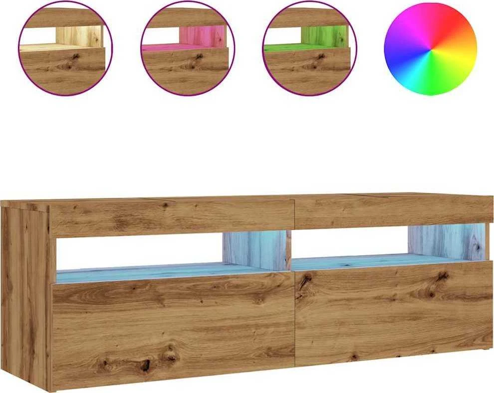 TV staliukas Televizoriaus spintelė su LED, artisano, 120x35x40cm, mediena