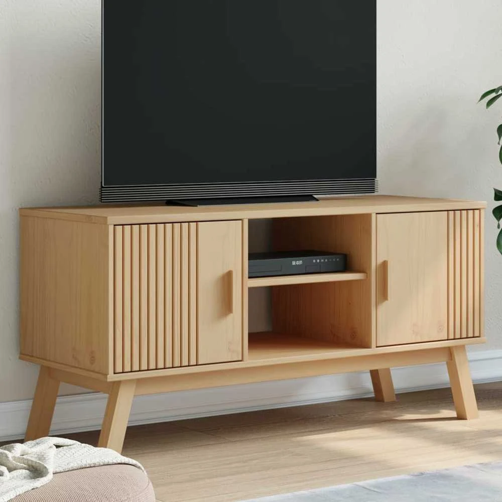 TV staliukas Televizoriaus spintelė OLDEN, ruda, 114x43x57cm, pušies masyvas