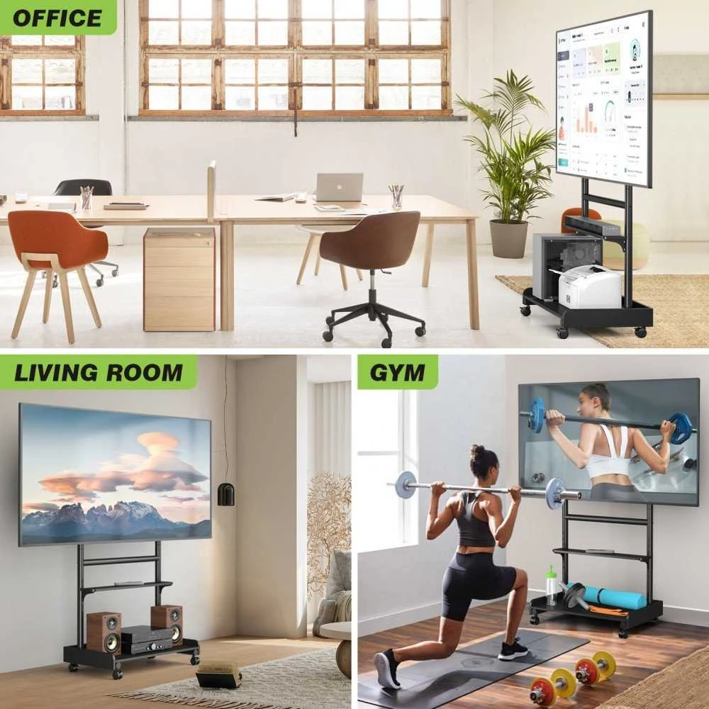Laikiklis Techly Mobilus televizoriaus stovas Techly Vežimėlis LED/LCD televizoriui 50–86 colių, 2 AV lentynos (ICA-TR701)