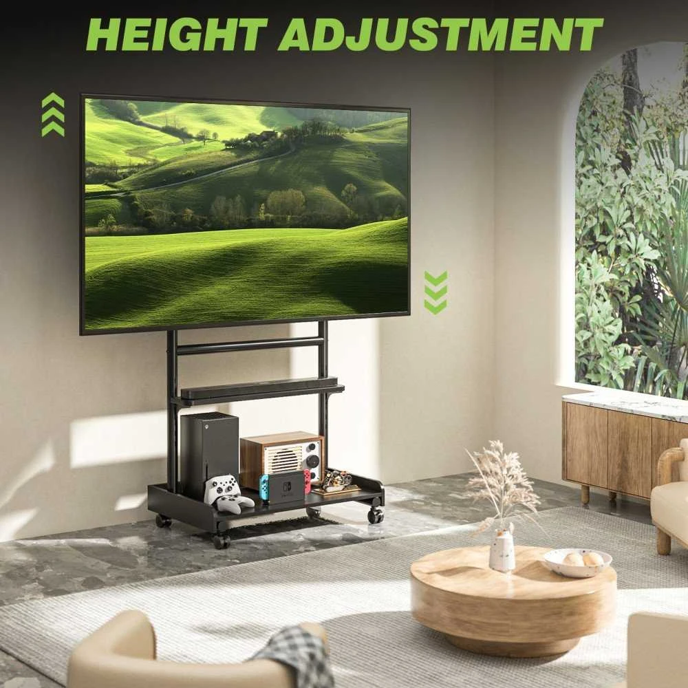 Laikiklis Techly Mobilus televizoriaus stovas Techly Vežimėlis LED/LCD televizoriui 50–86 colių, 2 AV lentynos (ICA-TR701)