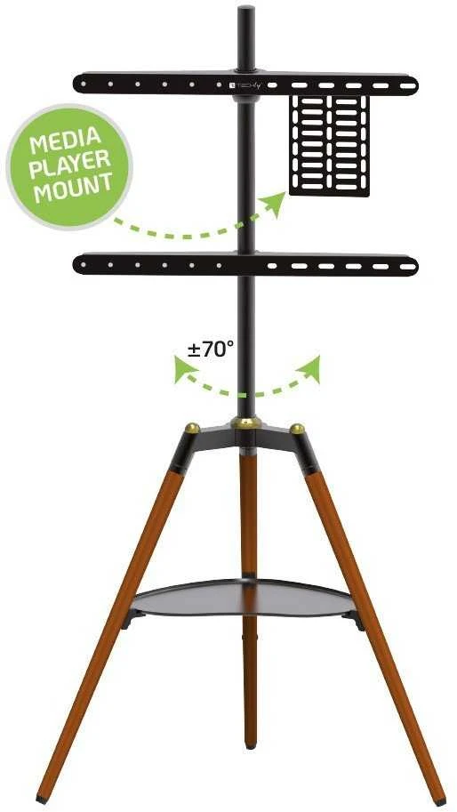 Laikiklis Techly TV trikojis stovas 32-65'' iki 32kg reguliuojamas su medine lentyna