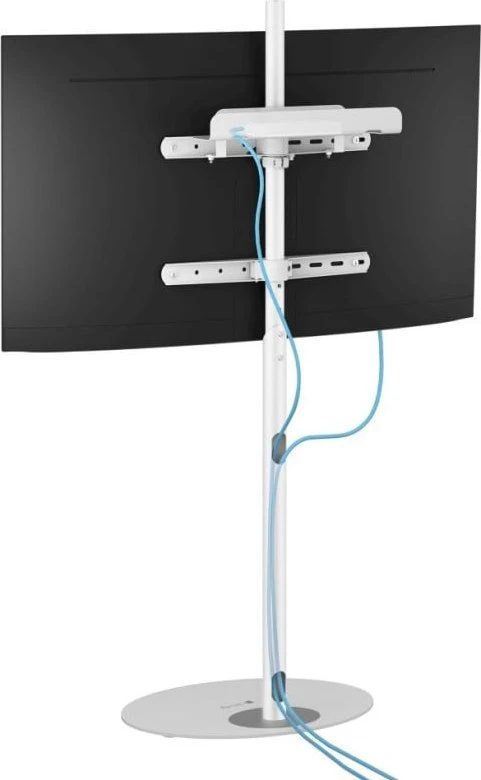 Laikiklis Techly TV grindų stovas 32"-65" iki 35kg reguliuojamas baltas
