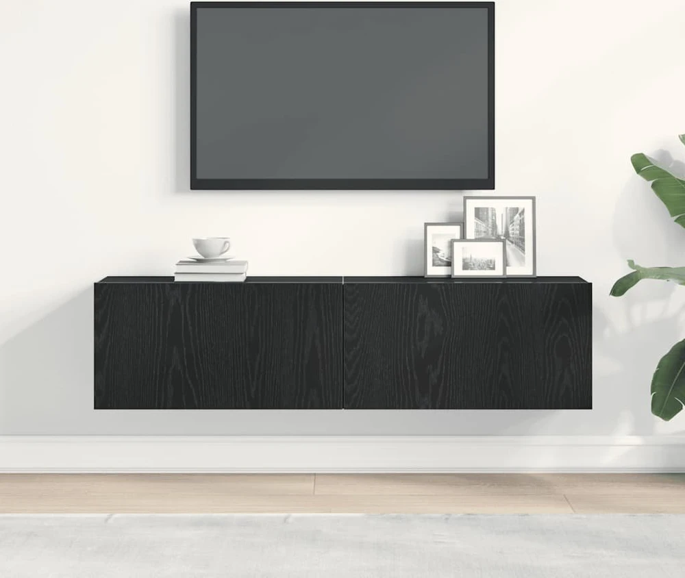 TV staliukas Televizoriaus spintelė, juodas ąžuolas, 120x30x30,5 cm, mediena