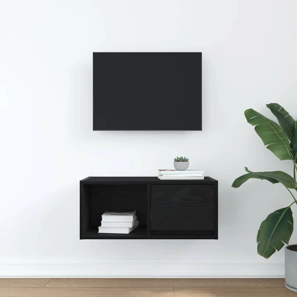TV staliukas Televizoriaus spintelė, juodas ąžuolas, 60x31x25,5 cm, mediena