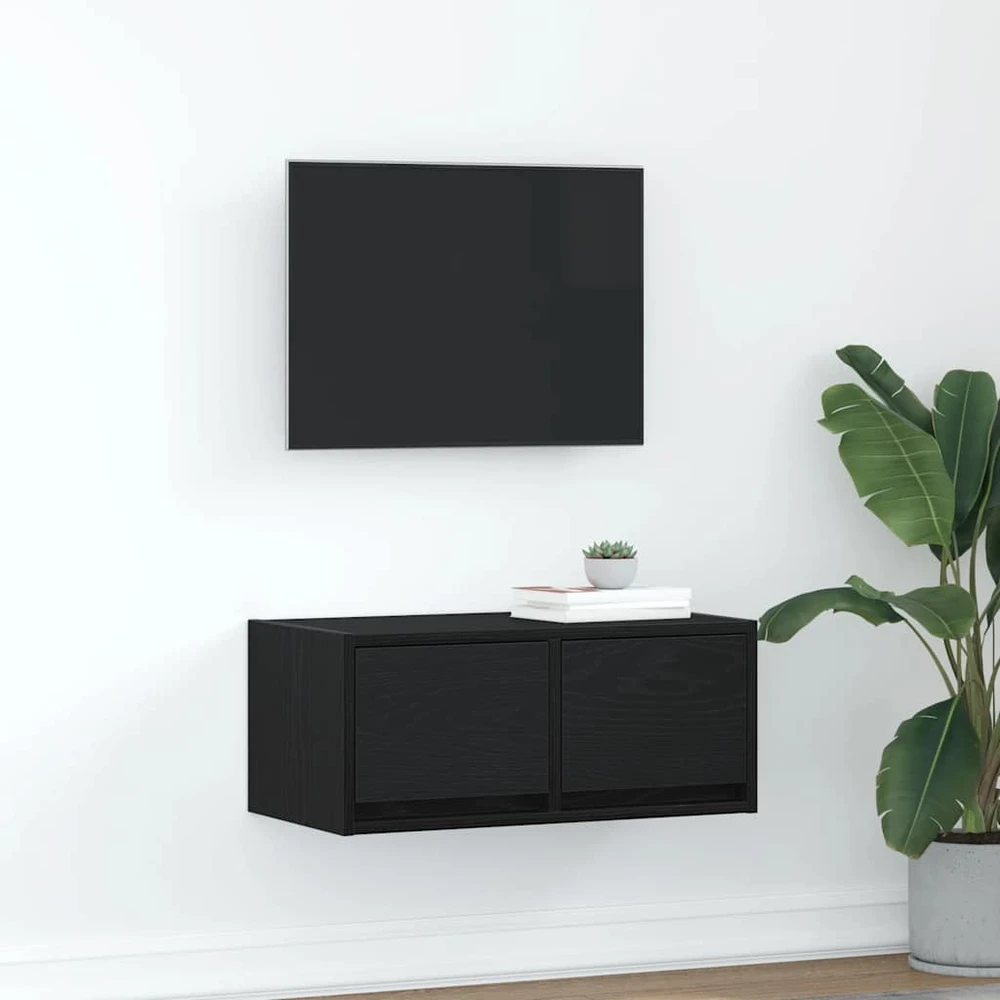 TV staliukas Televizoriaus spintelė, juodas ąžuolas, 60x31x25,5 cm, mediena
