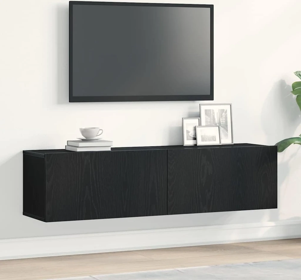 TV staliukas Televizoriaus spintelė, juodas ąžuolas, 120x30x30,5 cm, mediena