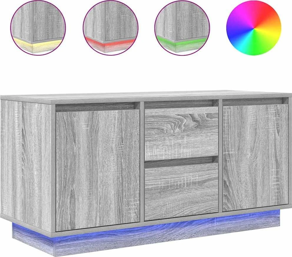 TV staliukas Televizoriaus spintelė su LED, pilka ąžuolo, 100x41x50 cm