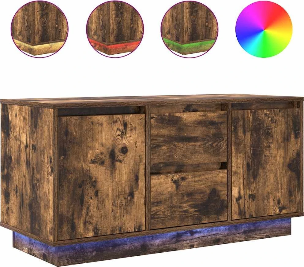 TV staliukas TV spintelė su LED apšvietimu, dūminio ąžuolo, 100x41x50 cm