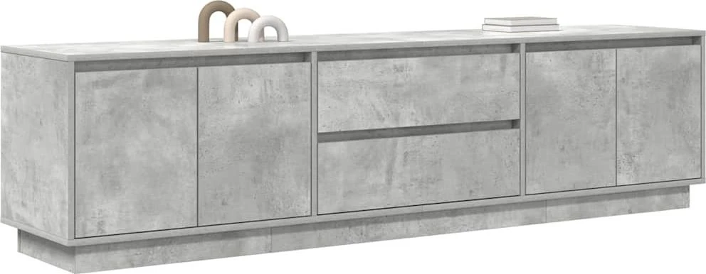 TV staliukas TV spintelė su LED lemputėmis, betono pilka, 193,5x41x50 cm
