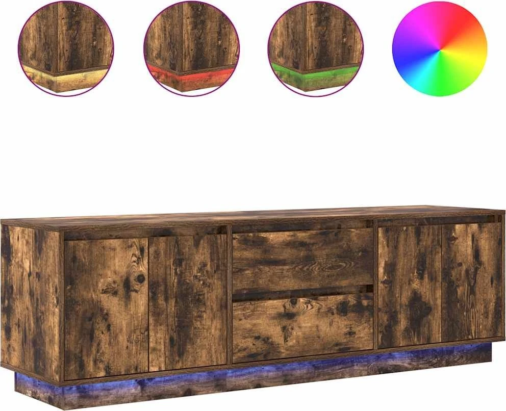TV staliukas TV spintelė su LED lemputėmis, dūminio ąžuolo, 160,5x41x50 cm