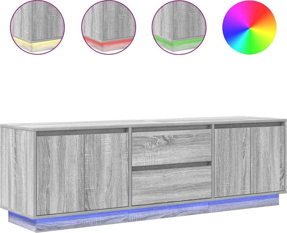 TV staliukas TV spintelė su LED lemputėmis, pilka ąžuolo, 160,5x41x50 cm