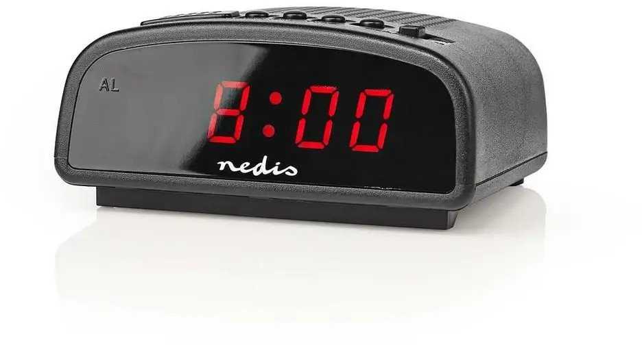Stalinis laikrodis Nedis CLDK008BK LED su snaudimo funkcija be radijo, juodas