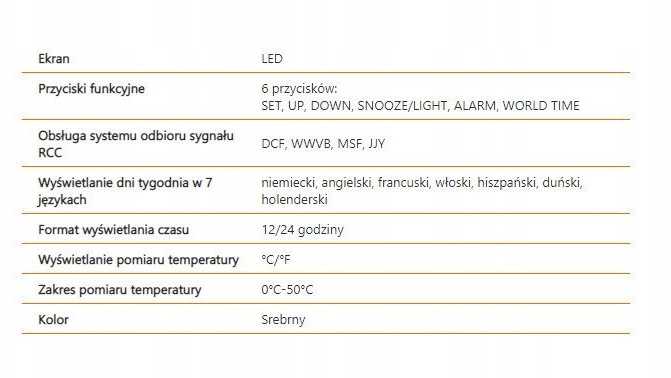 Žadintuvas su termometrem LTC, sterowany radiowo, sidabrinė LXSTP04S