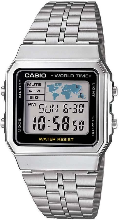 Casio A500WEA-1EF rankinis laikrodis Elektroninis Unisekso stiliaus Juoda, Sidabras
