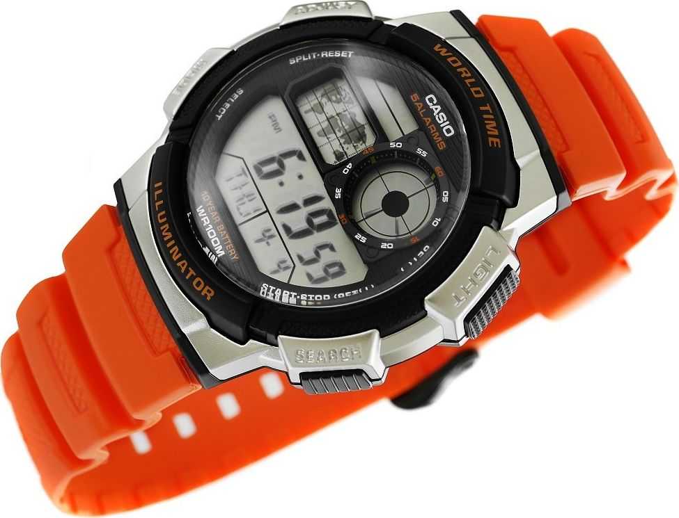 Laikrodis Casio Collection Vintage CASIO SPORT DIVER - WORLD TIME ILLUMINATOR 5 ALARMS, 10 YEARS BATTERY - REDCASIO SPORT DIVER - WORLD TIME ILLUMINATOR 5 ALARMS, 10 YEARS BATTERY - Oranžinis AE-1000W-4BVDF