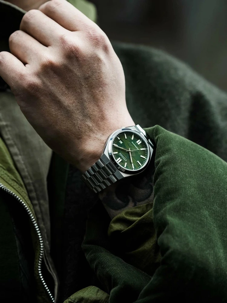 CITIZEN Tsuyosa vyriškas laikrodis NJ0159-86X -Camo Žalias Automatinis klasikinis safyras