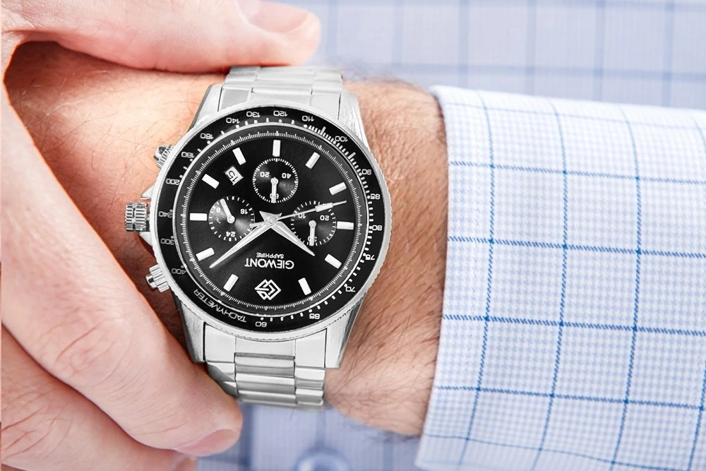 Vyriškas laikrodis Giewont Chronograph Safyro Sidabrinis Juodas GW3520-B2