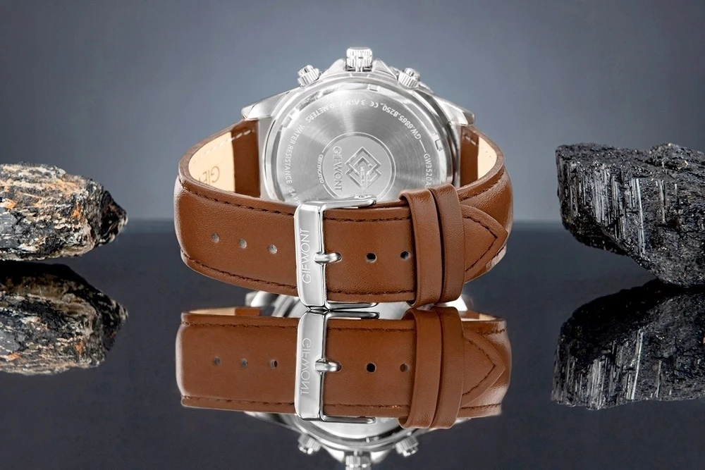 Vyriškas laikrodis Giewont Chronograph Safyro rudas mėlynas GW3520-A5