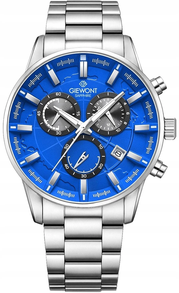 Vyriškas laikrodis Giewont Chronograph Safyrinis Sidabro Mėlynas GW4580-B3