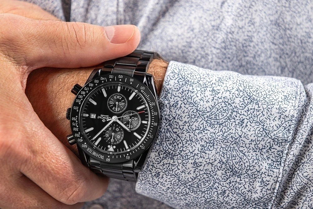 Vyriškas laikrodis Giewont Chronograph Safyrinis Juodas GW8720-B1