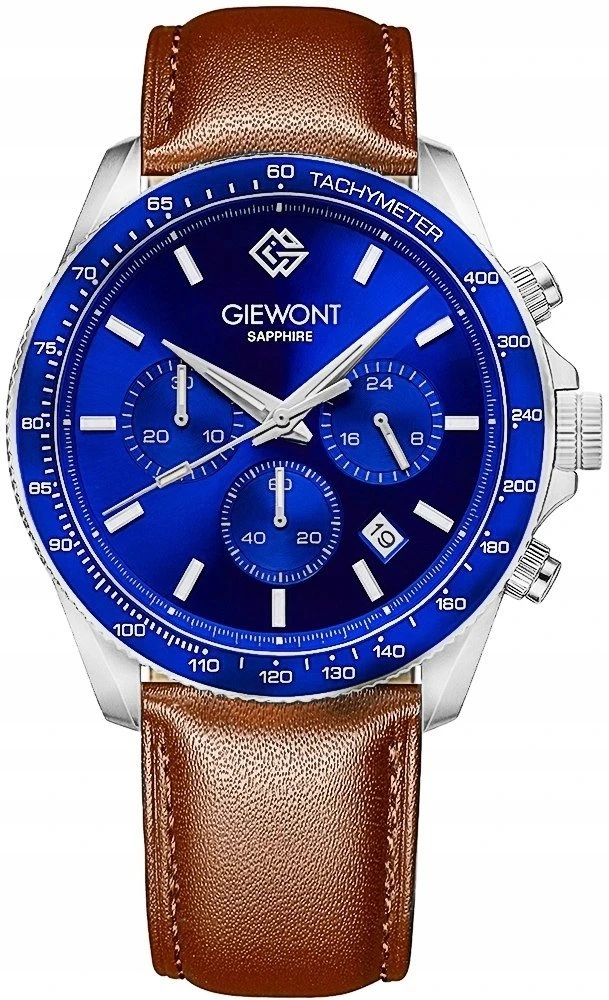Vyriškas laikrodis Giewont Chronograph Safyro rudas mėlynas GW3520-A5