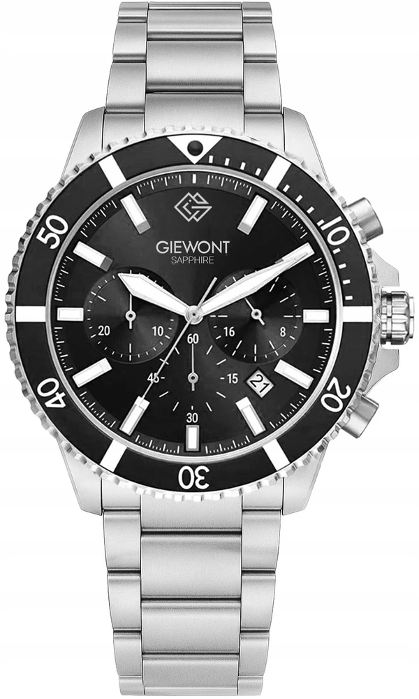 Giewont Chronograph Safyrinis Sidabrinis Vyriškas Laikrodis GW3970-B2