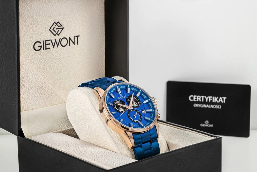Vyriškas laikrodis Giewont Chronograph Safyro mėlynos spalvos GW4580-B5
