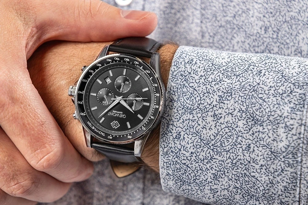 Vyriškas laikrodis Giewont Chronograph Safyras Juodas GW3520-A4