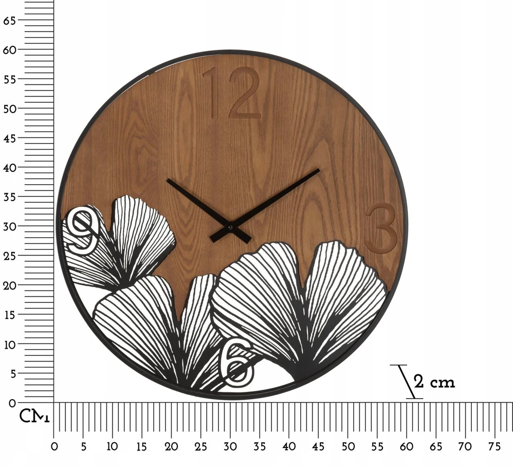 Sieninis laikrodis WOOD, rudos spalvos, Ø 60 cm