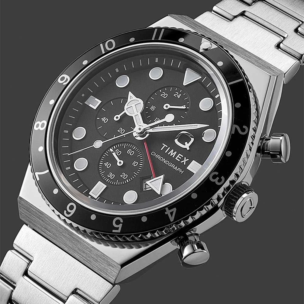 Vyriškas laikrodis TIMEX Q Timex 3 laiko zonų chronografas TW2V69800 + DĖŽUTĖ