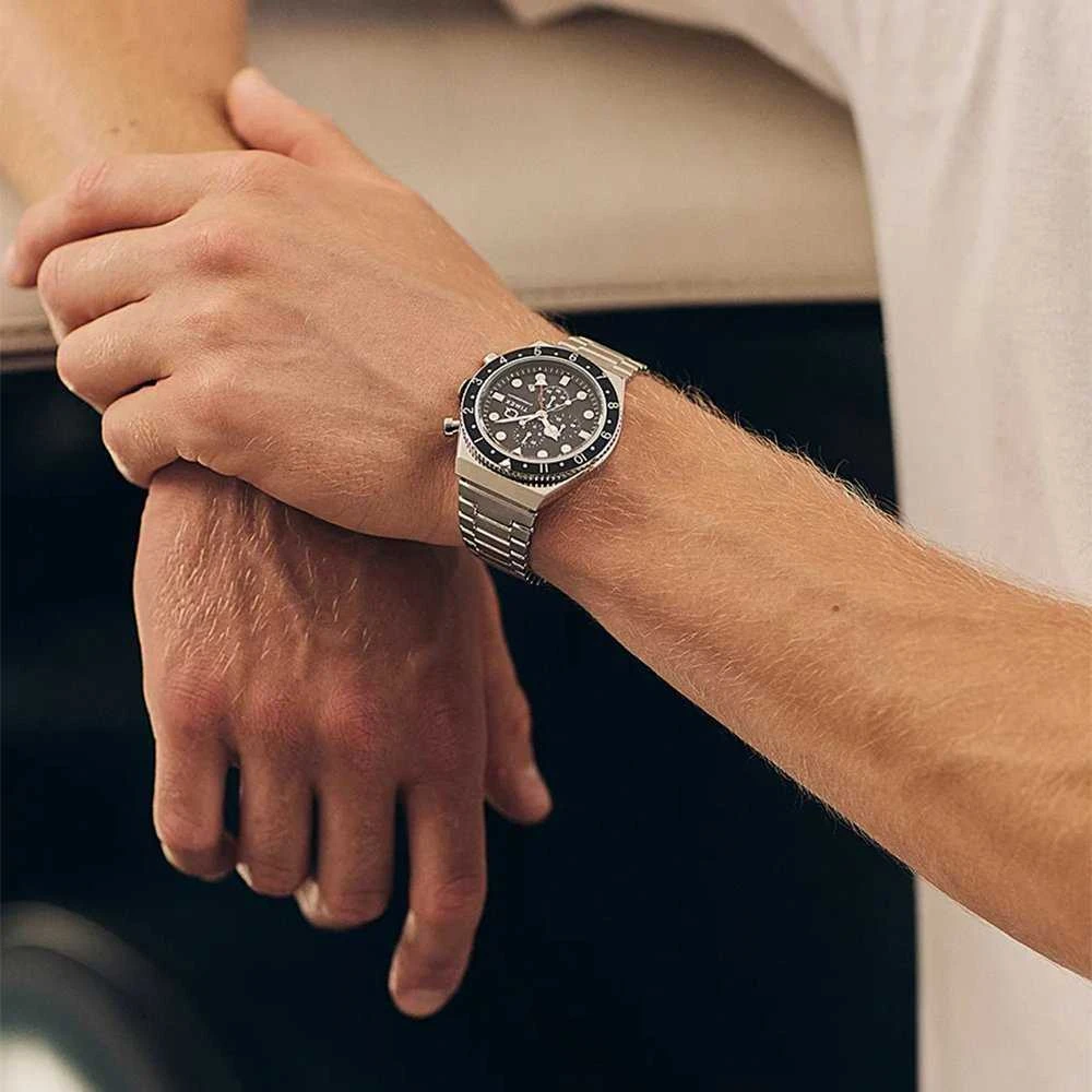 Vyriškas laikrodis TIMEX Q Timex 3 laiko zonų chronografas TW2V69800 + DĖŽUTĖ