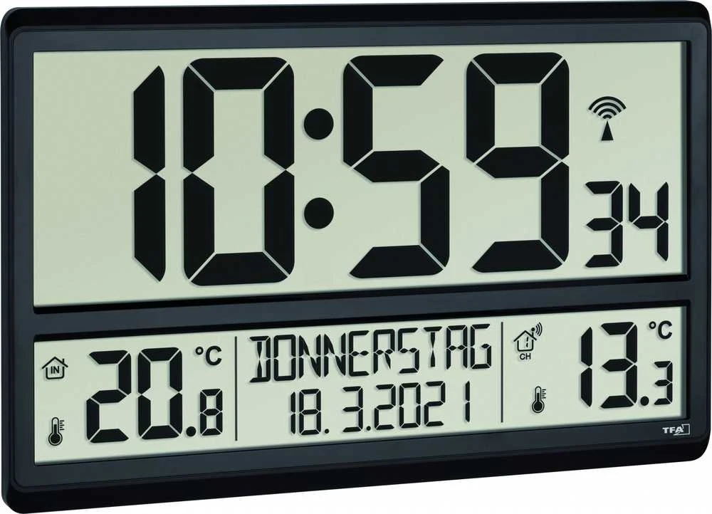Laikrodžių radijas TFA TFA 60.4521.01 XL Radijo laikrodis su vidaus / lauko temperatūros