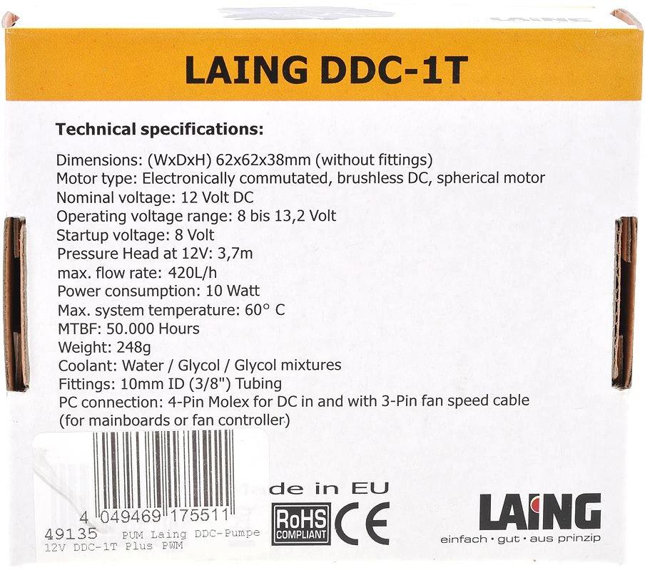 Laing Original Pump DDC-1T/Plus PWM – 12 Volt