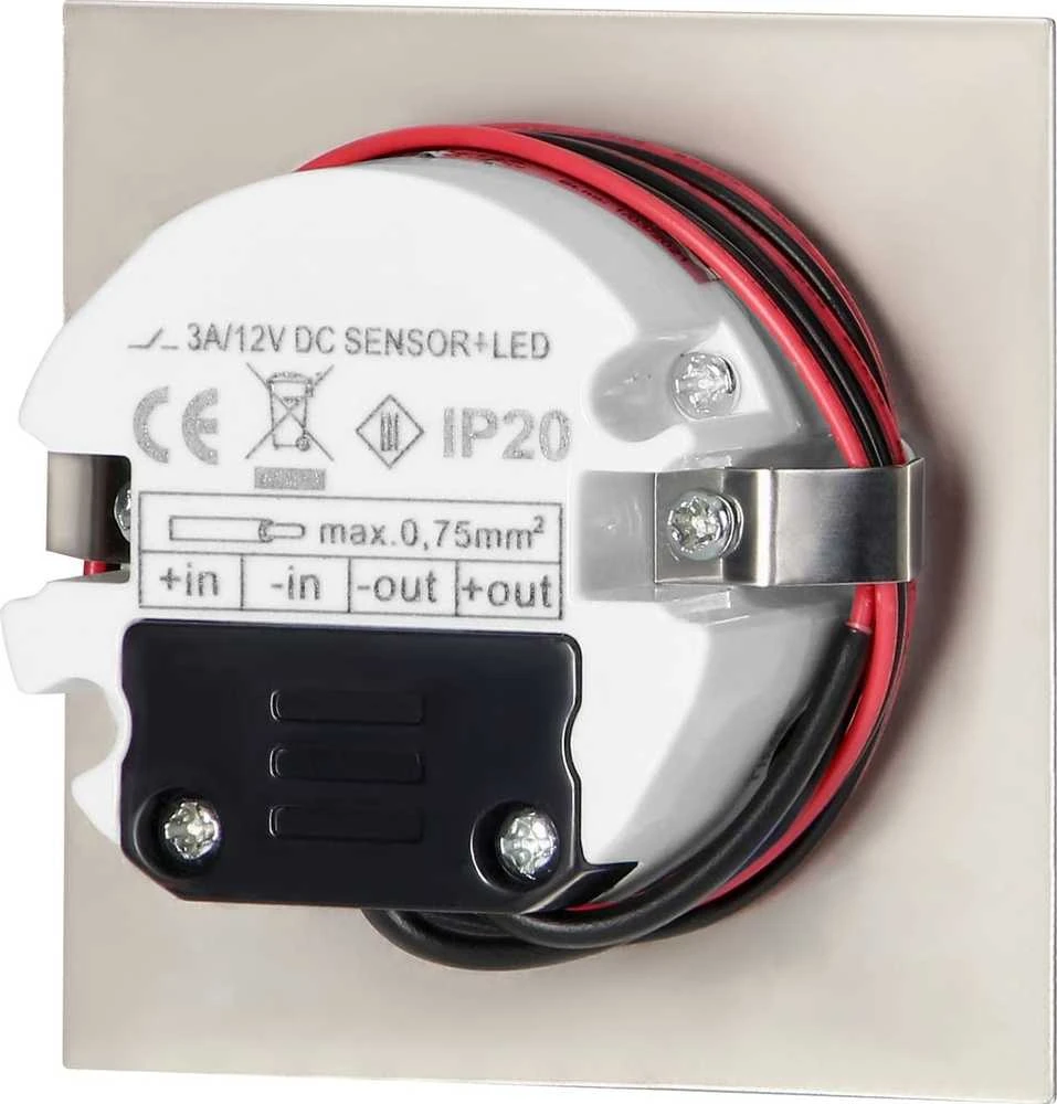 Orno DRACO LED NEW 1.5W, įleidžiamas laiptų šviestuvas, 12VDC, 30lm, 3000K, satinas, judesio ir prieblandos jutiklis
