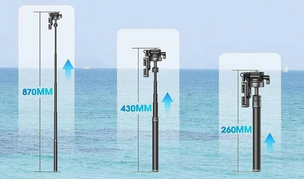 Profesionalus trikojis + vienkojis 145 cm vaizdo tinklaraščiui + laikrodis telefonui / Ulanzi Mt-63