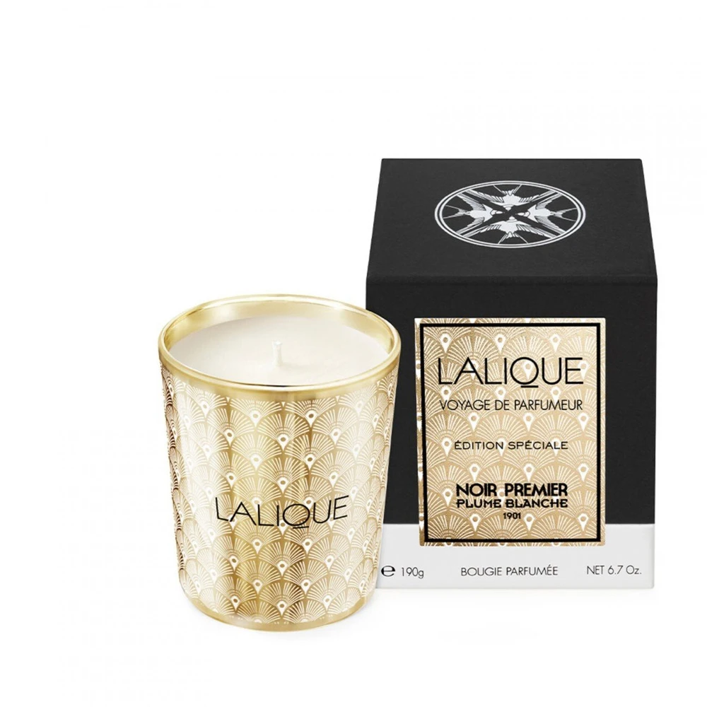 Lalique Noir Premier - Plume Blanche 1901 gėlių ir medienos, muskuso kvapo žvakė, 190 g