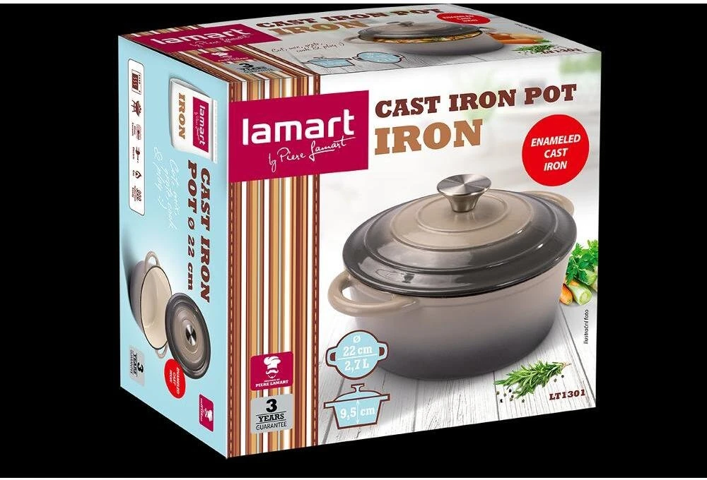 LT1301 Puodas ŻELIWNY 22CM IRON LAMART