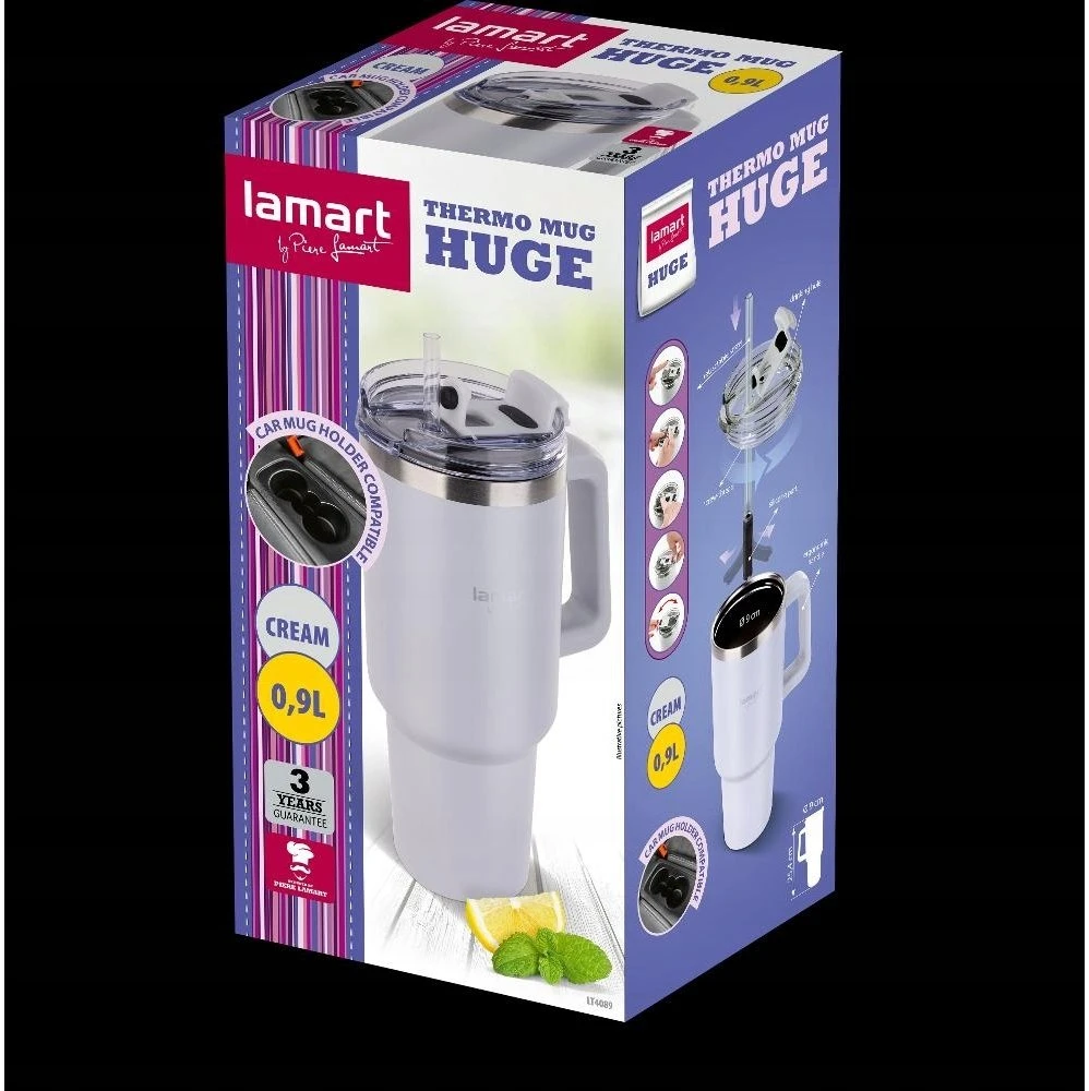 LT4089 KUBEK TER. CREAM 0,9L HUGE LAMART