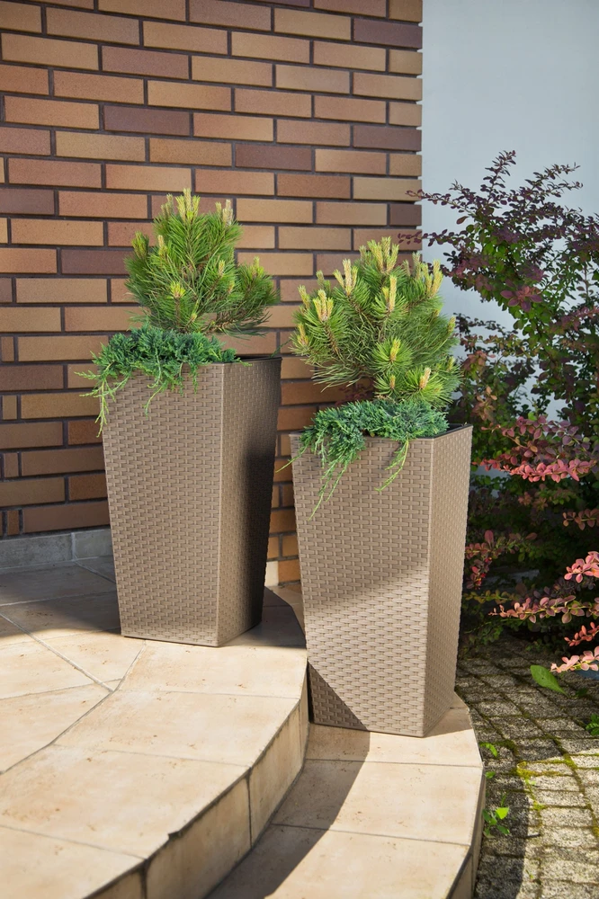 Gėlių vazonas Lamela Rattan 576-50, plastikinis, pilkos spalvos.