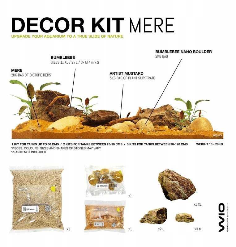 Lamela WIO Mere River Kit, dekoravimo rinkinys, akvariumui, šviesiai ruda, 20kg, dėžutė