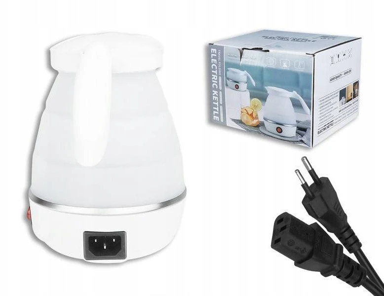 Sulankstomas silikoninis mini turistinis virdulys baltas 220-240V/50Hz 0,6L LTC