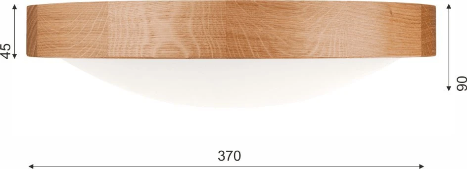 Lamkur lubinis šviestuvas, medinis ąžuolinis LED lubinis šviestuvas, 2 šviesų išgaubtas, 37 cm