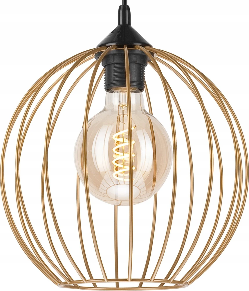 Lamkur pakabinamas šviestuvas Lamkur Zoya 45153 pakabinamas šviestuvas modernus palėpės metalinis narvas 1x60W E27 auksinis/juodas