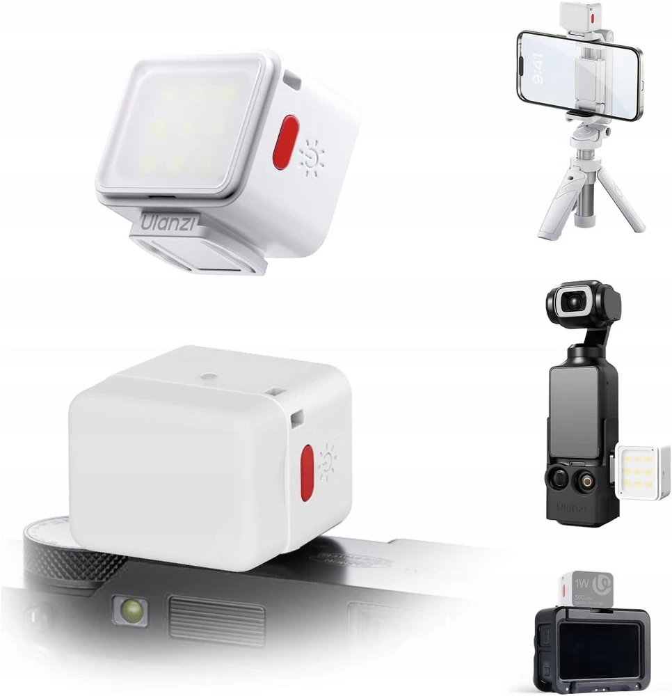 Apšvietimo Įranga - Ulanzi DG01 Cube Mini Light LED, 3 Ryškumo Lygiai, Balta