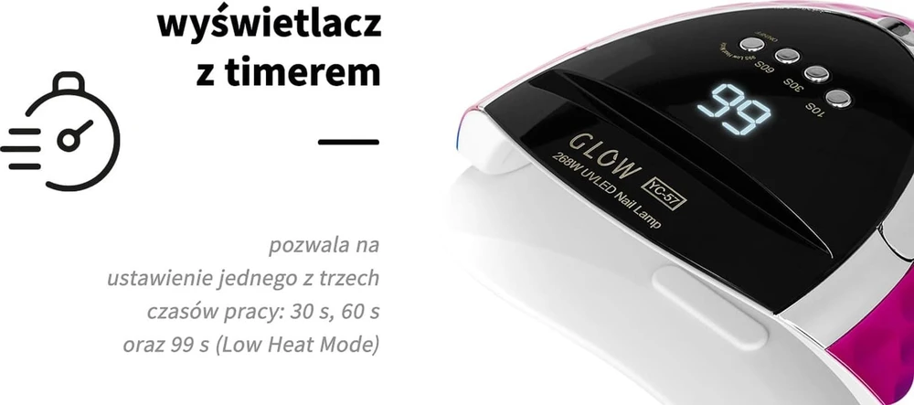 Activeshop Nagų lempa UV LED Glow YC57 268W Rožinė Mėlyna